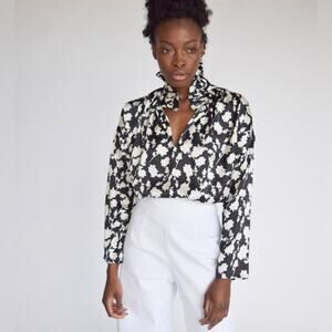 Never a wallflower Vicki long sleeve top shadow floral black & white size XS